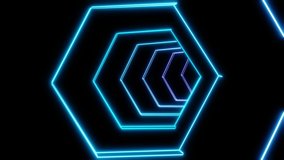 Purple and blue fast hexagon futuristic neon tunnel seamless vj loop animation background. 3D Illustration - Powered by Shutterstock - Get 15% off with code: PIKWIZARD15