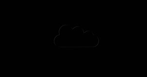 Animation of cloud icon over neon shape and leaves on black background. Social media and digital interface concept digitally generated video.
