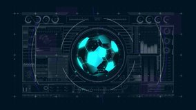 Animation of scope scanning with digital football over data processing on black background. Global sport, technology and digital interface concept digitally generated video. - Powered by Shutterstock - Get 15% off with code: PIKWIZARD15