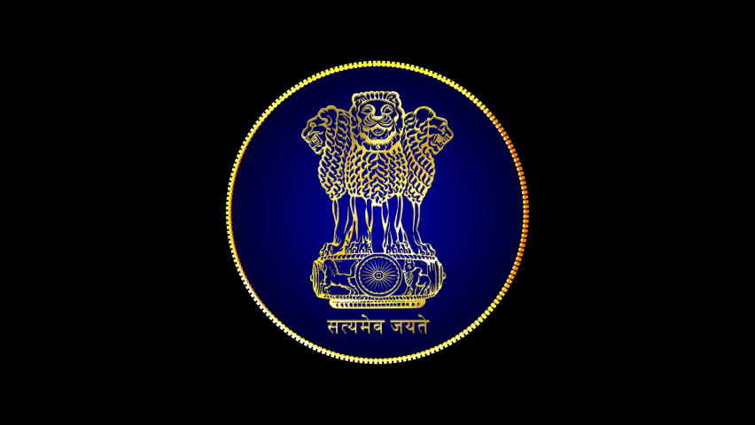 Model State Emblem of India in full rotation, Alpha Channel. 3D Render