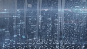 Animation of mosaic squares and binary coding against microprocessor connections over server room. Computer interface and business data storage technology concept - Powered by Shutterstock - Get 15% off with code: PIKWIZARD15