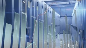 Animation of statistical data processing over empty computer server room. Business data storage technology concept - Powered by Shutterstock - Get 15% off with code: PIKWIZARD15