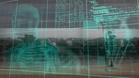 Animation of data processing and dna strand with human model over caucasian man running. Global sport, computing and digital interface concept digitally generated video. - Powered by Shutterstock - Get 15% off with code: PIKWIZARD15