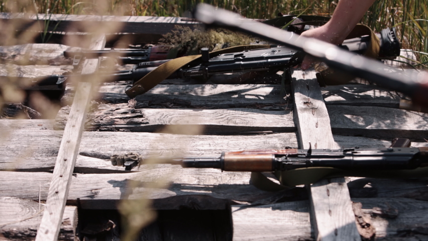 A close-up of a soldier