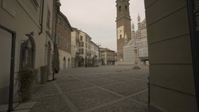 Revealing Piazza Duomo in Monza during the lockdown for coronavirus in Lombardy