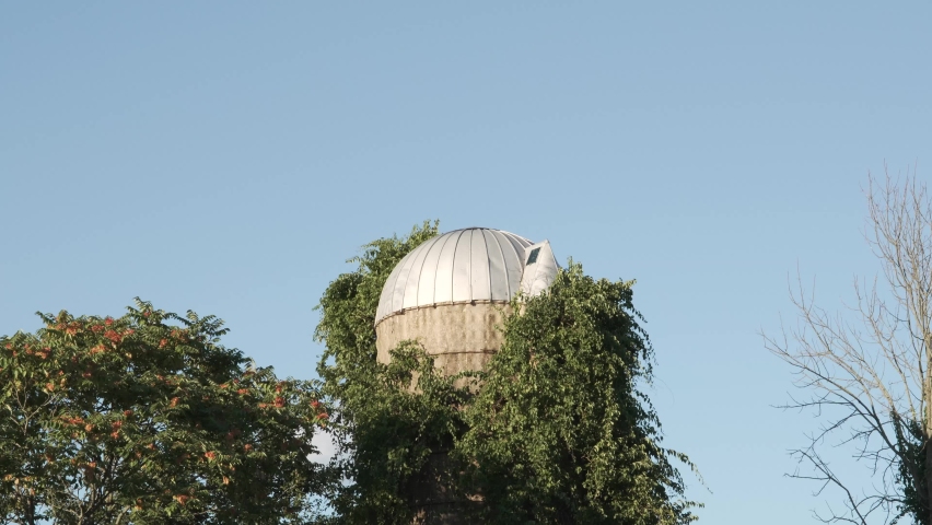 Old Farm Grain Silo Covered With Dense Foliage In Medford, New Jersey. Tracking Shot