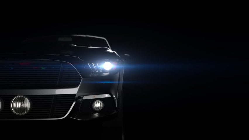 Car in the studio. camera movement on the car front view dynamic lighting on a black background  Royalty-Free Stock Footage #1093707101