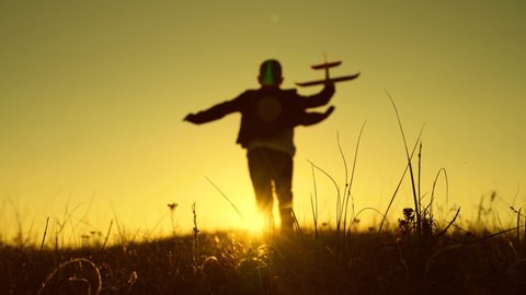 Silhouette Teenager Dreams Flying Becoming Pilot Stock Footage Video ...