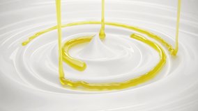 Extreme Closeup slow motion Milk cream swirl clean ripple pouring with Oil. Motion texture concept for food and drink , cosmetics concept idea. 4K animation. Selective focus. - Powered by Shutterstock - Get 15% off with code: PIKWIZARD15