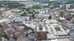High Angle Footage of Luton City of England on a Hot Sunny Day, drone's camera view