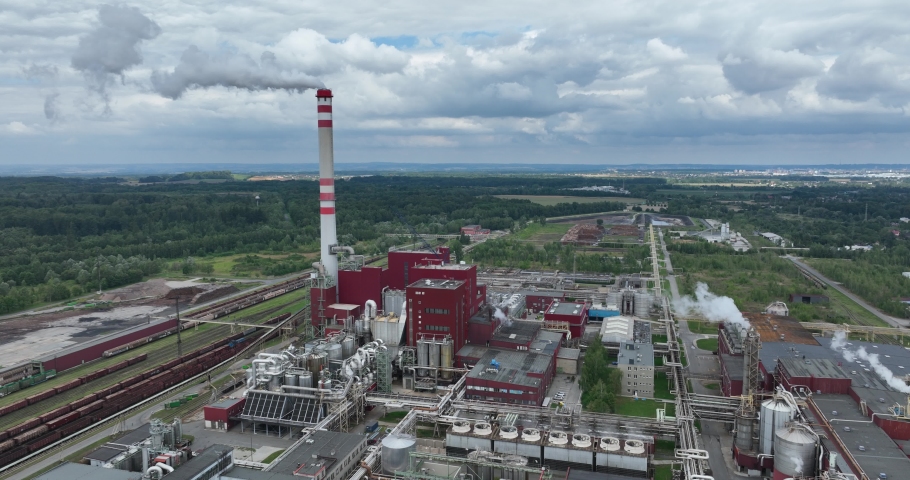 Aerial View on the Industrial Area in Town in Czechia. Europe. 