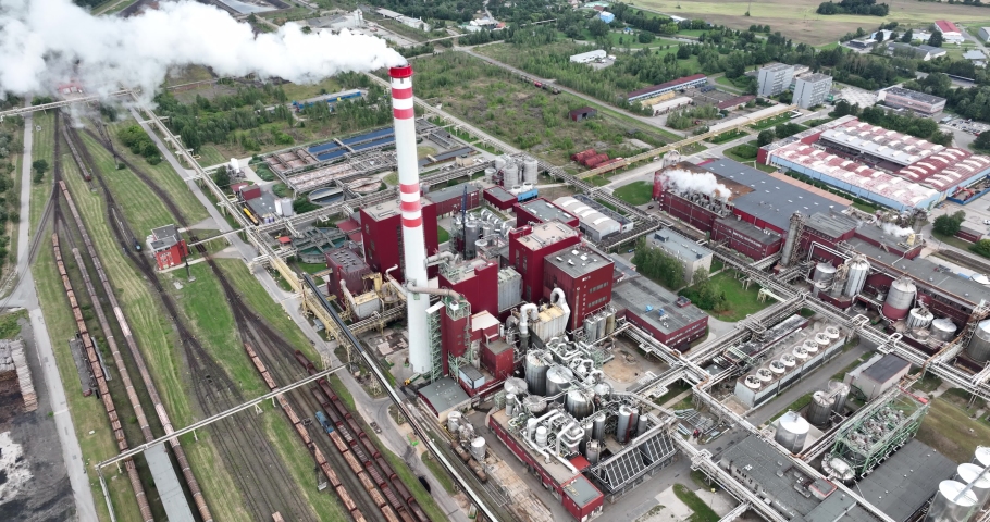 Aerial View on the Industrial Area in Town in Czechia. Europe. 