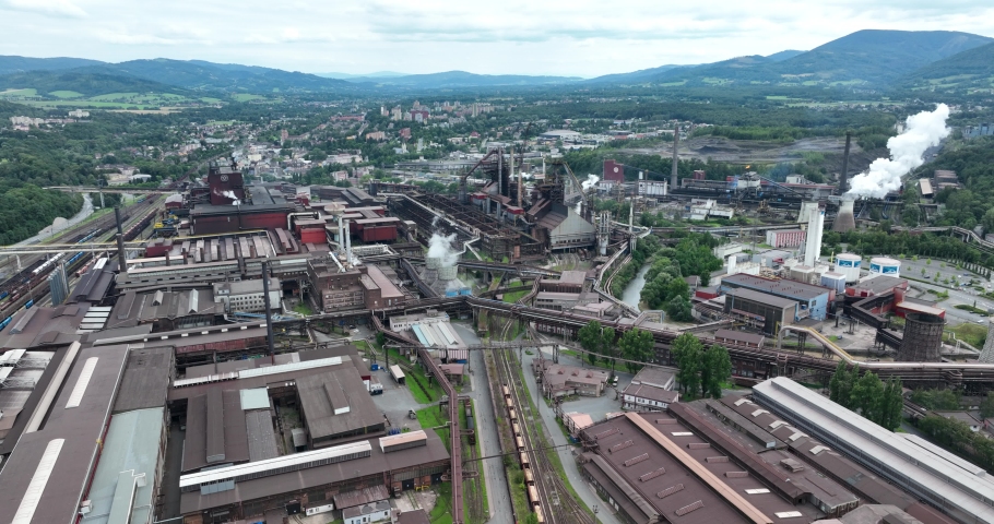 Aerial View on the Industrial Area in Town in Czechia. Europe. 