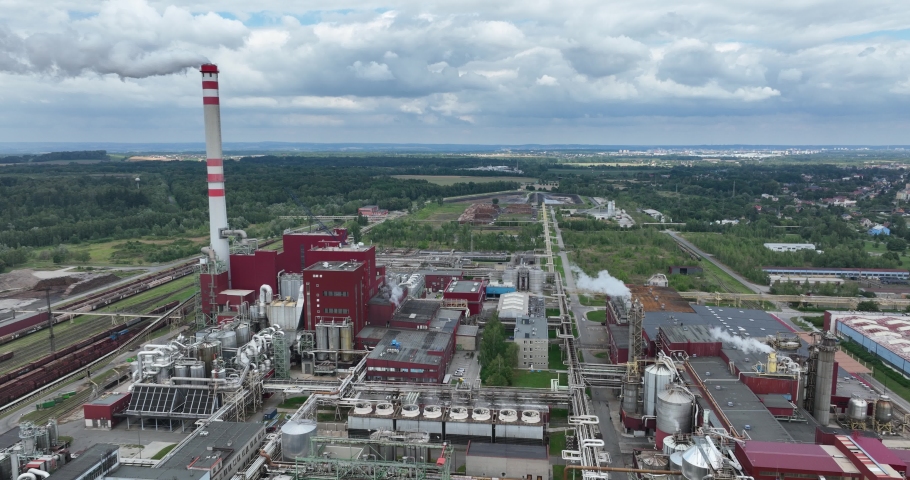 Aerial View on the Industrial Area in Town in Czechia. Europe. 