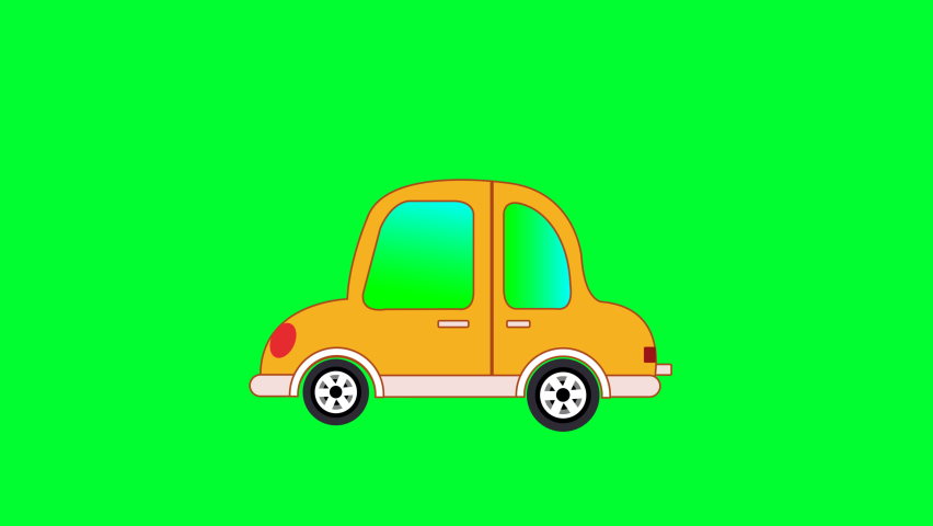 Luxury colorful Car Green screen Animation. Remove Green color and Use your Project. 2d Cartoon Car Green screen Remove by Chroma Key. Cute car Animation.