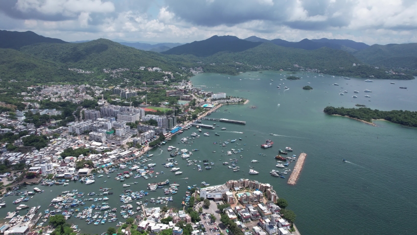 Sai Kung Hebe Haven Marina Cove,a back garden of Hong Kong,Yacht Club with hundreds of small private boats anchored, fishing villages, beautiful scenery, hiking trails, beaches and islands