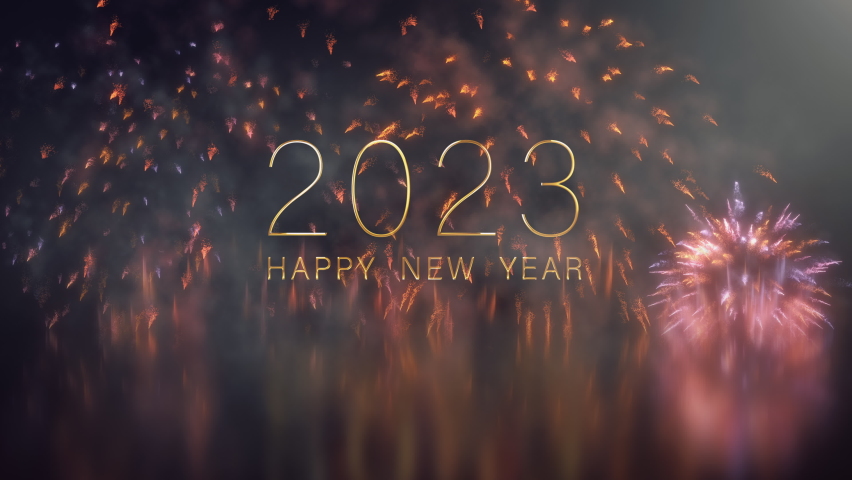 2023 Happy New year text effect Cinematic Title Trailer animation golden shine flickering text on black background.  Royalty-Free Stock Footage #1093746751