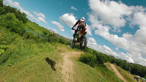 Cool Jump Motorcyclist On Springboard Slow Stock Footage Video (100% ...