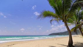 Tropical beach sea landscape video 4K ProRes HQ 4:2:2 Phuket Thailand tropical beach sea landscape beautiful in nature. Nature and Go Everywhere travel concept.
