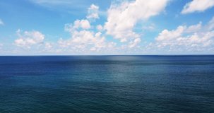 Professional video 4K ProRes HQ 4:2:2 Aerial view blue ocean sea horizon as far as the eye can see One part sky, one part sea.
