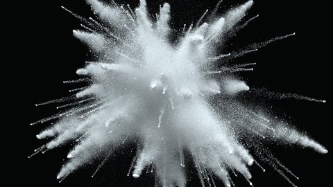 White Explosion Colorful of Particles Powder Background 3d Animation. Bright Snow Burst Paint in Slowmotion. Abstract Graphic Exploding. Visual Effect Blowup Ice. Wave Splash Dust Backdrop Close-up 4k: film stockowy