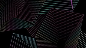 Black abstract background with holographic polygonal linear shapes. Seamless looping art deco motion design. Video animation Ultra HD 4K 3840x2160