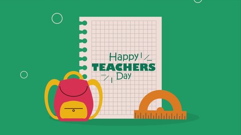 Happy Teachers Day Lettering Notebook Sheet Stock Footage Video (100% ...