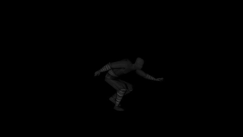 3D Ninja Snake Walk animation. 1920×1080 Pixel.5 Second long.Transparent Alpha video. 