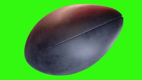 American football ball rotating in motion on green screen with luma matte. Looped American football 3d Animation. 3d. 4K