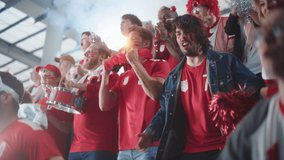 Sport Stadium Soccer Match: Portrait of Excited Caucasian Couple with Italian Flag Painted Faces Cheering for Blue Team to Win, Scream, Laugh. Crowd Celebrate Goal, Championship Victory. Slow Motion - Powered by Shutterstock - Get 15% off with code: PIKWIZARD15