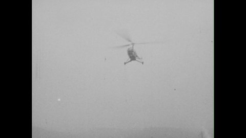 1950s Sikorsky S51 Helicopter Comes Land Stock Footage Video (100% ...