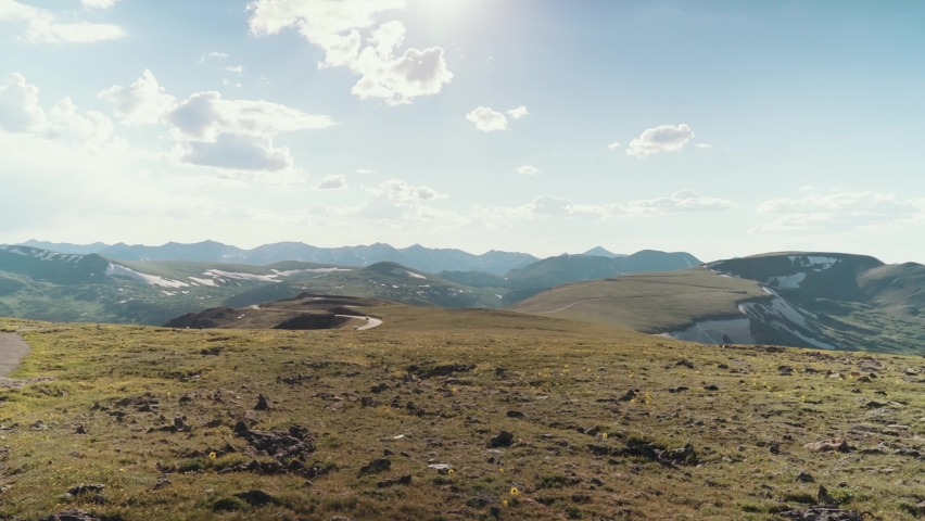 Side pan across Tundra Rocky Mountain National Park Royalty-Free Stock Footage #1093796985