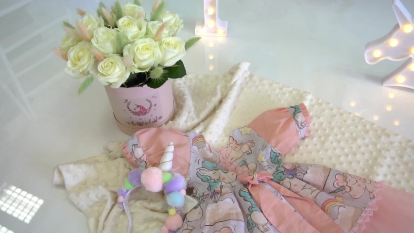 Slow Motion Baby white dress and accessories  | Shutterstock HD Video #1093805505