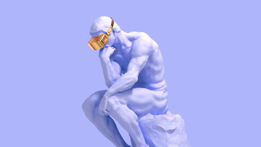 3d glitch of sculpture thinker. Seamless looped. NFT concept. 3D animation. 4K. Ultra high definition. 3840x2160. Royalty-Free Stock Footage #1093805953