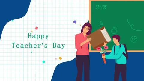 Happy Teachers Day Animation Background Stock Footage Video (100% 