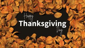 Autumn Leaves Reveal Happy Thanksgiving Day Text, Leaves Frame, Autumn Sale Offer Background, Luma Matte Selection, 3D Rendering - Powered by Shutterstock - Get 15% off with code: PIKWIZARD15