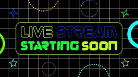 Animated Live Stream Starting Soon Aesthetic with grid on black background