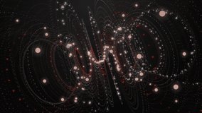 Futuristic video animation with particle stripe wave object in slow motion, 4096x2304 loop 4K