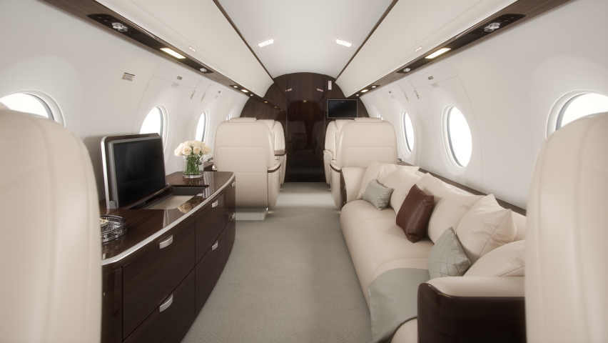 Interior Of Empty Corporate Jet Royalty-Free Stock Footage #1093834443