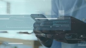 Animation of data processing over biracial man using smartphone. Global business and digital interface concept digitally generated video. - Powered by Shutterstock - Get 15% off with code: PIKWIZARD15
