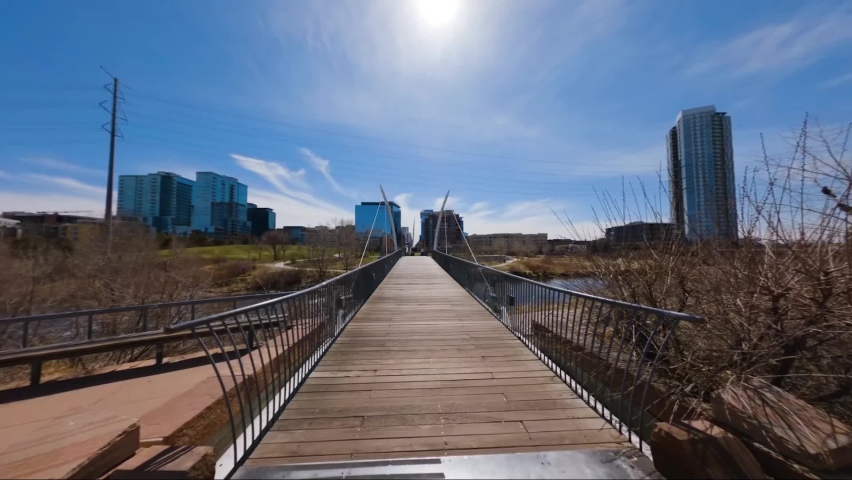 Denver Colorado Highland Bridge Toward Downtown During Spring