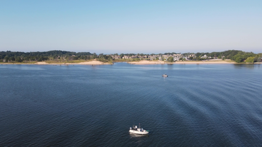 A Marina as seen from over Muskegon lake.