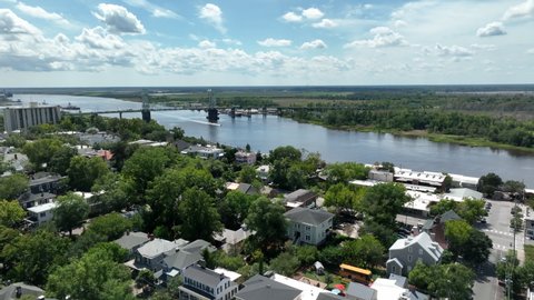 Aerial Look Historic Downtown Wilmington Nc Stock Footage Video (100% ...