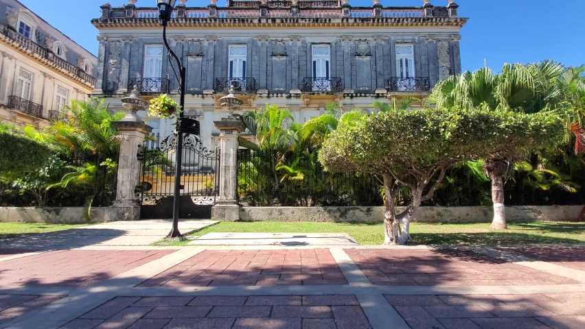 Central Avenue Paseo de Montejo in Merida with local museums, restaurants, monuments and tourist attractions.