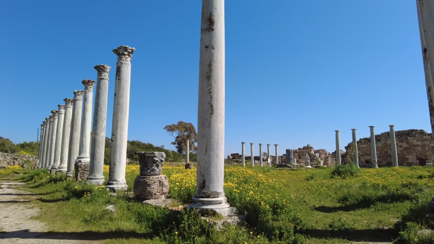 Salamis is an ancient Greek city-state on the east coast of Cyprus, at the mouth of the river Pedieos, 6 km north of modern Famagusta.	