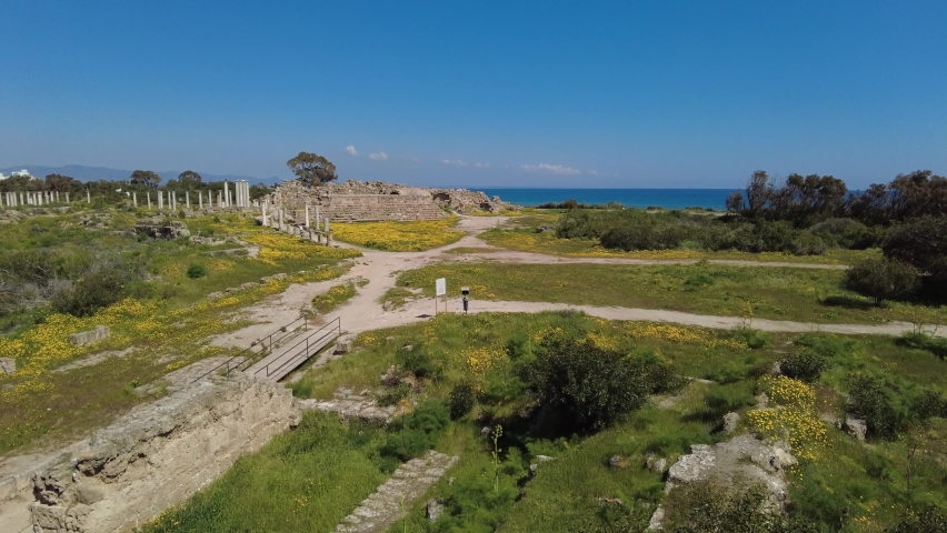 Salamis is an ancient Greek city-state on the east coast of Cyprus, at the mouth of the river Pedieos, 6 km north of modern Famagusta.	