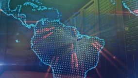 Animation of light beams over globe with hud processing on digital interface at data center. Digital composite, technology, artificial intelligence, connection, global business, data processing. - Powered by Shutterstock - Get 15% off with code: PIKWIZARD15