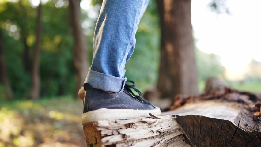 the boy is playing in the forest park. close-up child