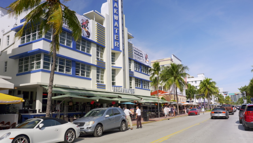 Art deco district of South Beach in Florida USA Royalty-Free Stock Footage #1093886301