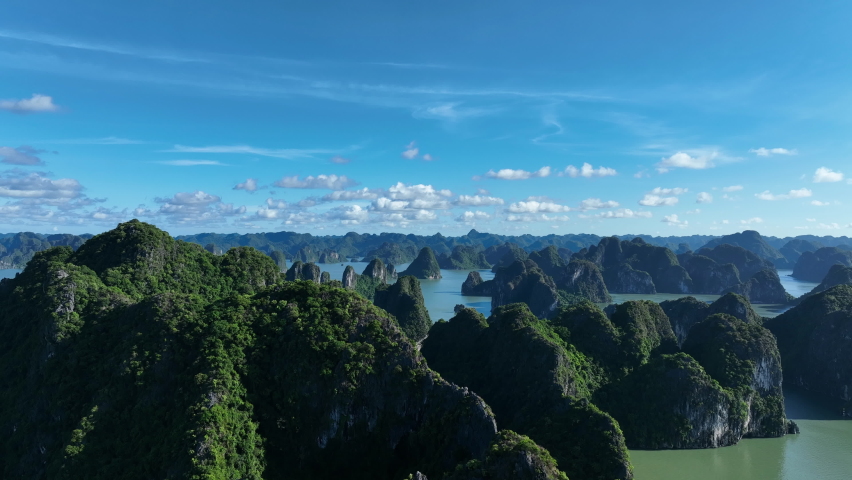 Aerial view of Halong bay in Vietnam.